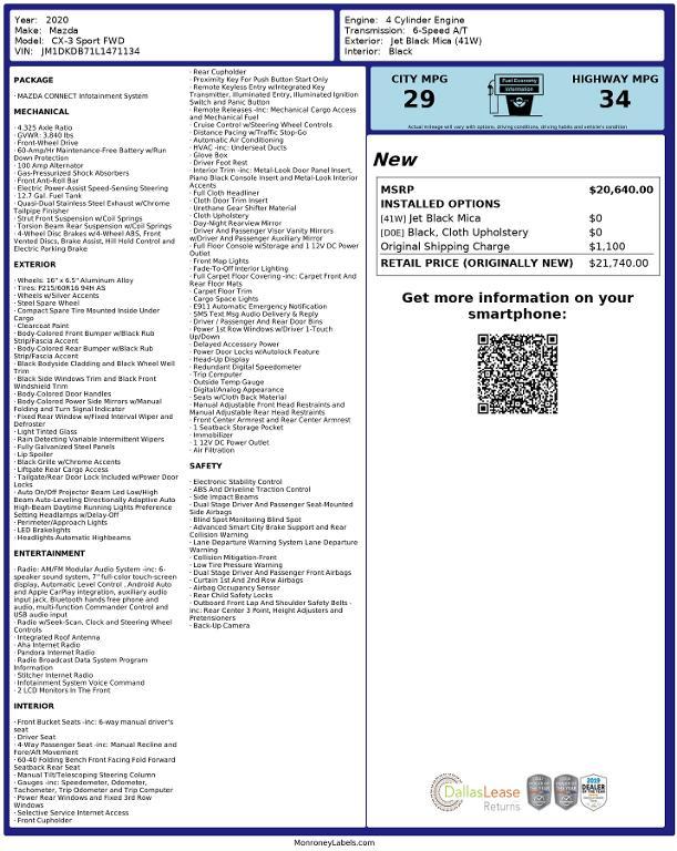 used 2020 Mazda CX-3 car, priced at $16,919