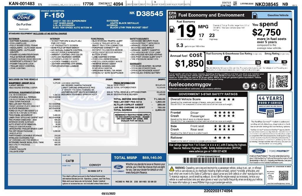 used 2022 Ford F-150 car, priced at $48,964