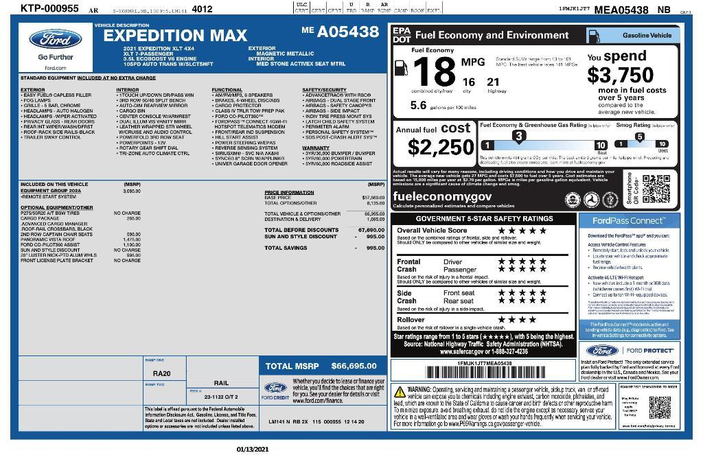 used 2021 Ford Expedition Max car, priced at $35,447