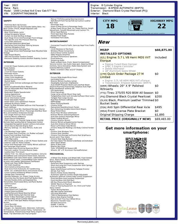 used 2022 Ram 1500 car, priced at $42,547