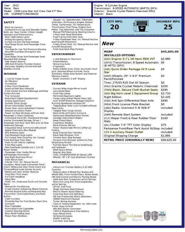 used 2022 Ram 1500 car, priced at $30,124