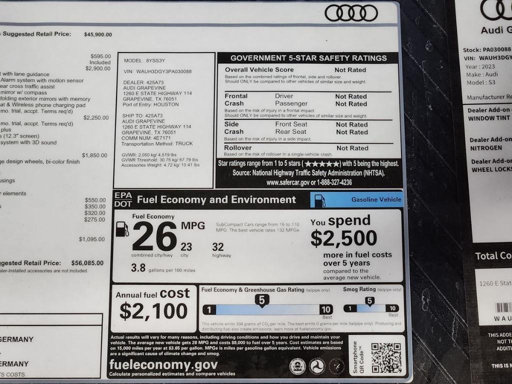 used 2023 Audi S3 car, priced at $37,378
