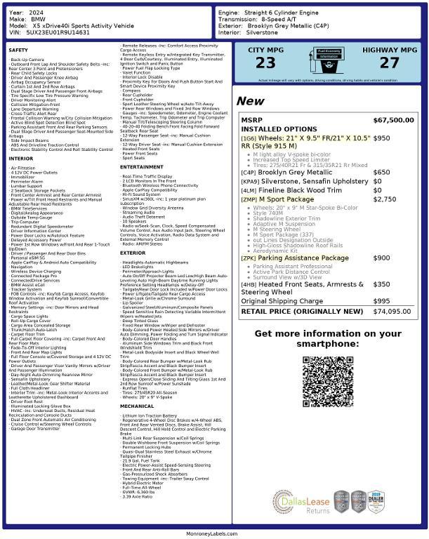 used 2024 BMW X5 car, priced at $64,135