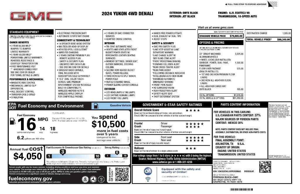 used 2024 GMC Yukon car, priced at $81,235