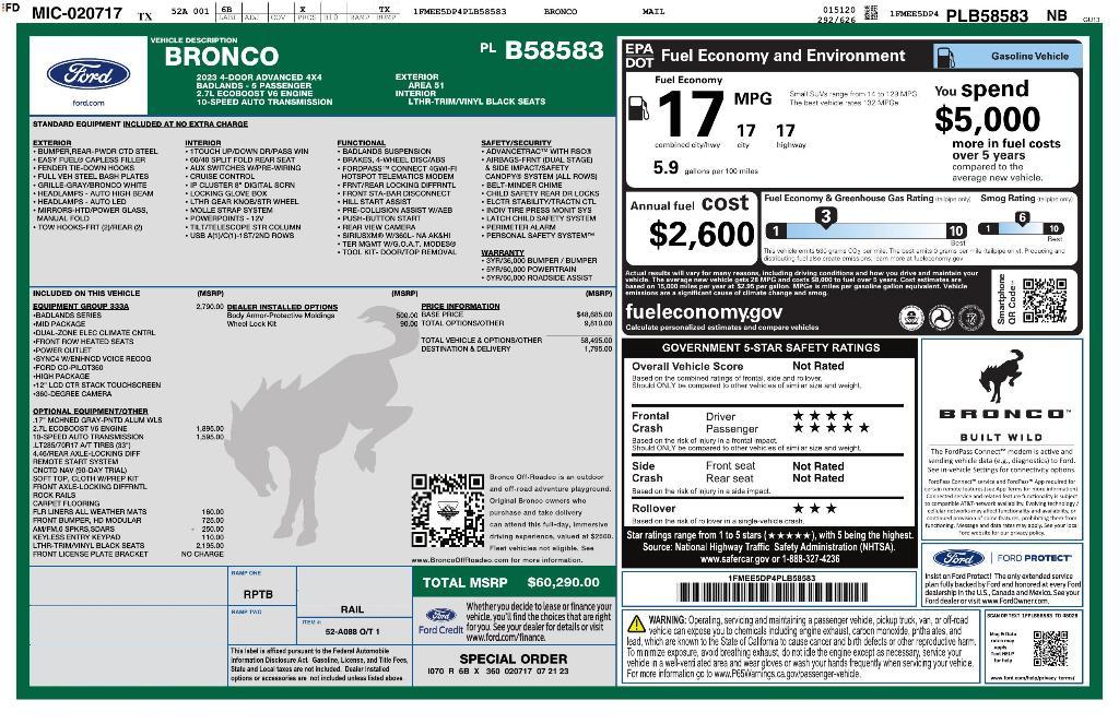 used 2023 Ford Bronco car, priced at $43,902