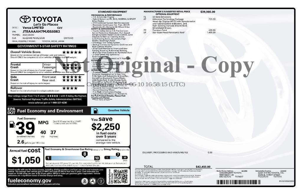 used 2021 Toyota Venza car, priced at $32,616