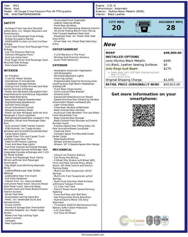 used 2021 Audi A5 car, priced at $32,037