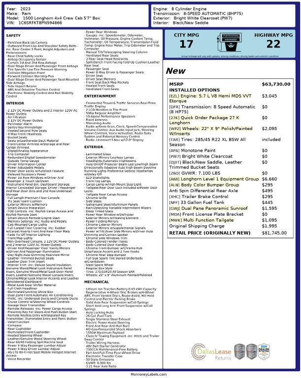 used 2023 Ram 1500 car, priced at $51,882