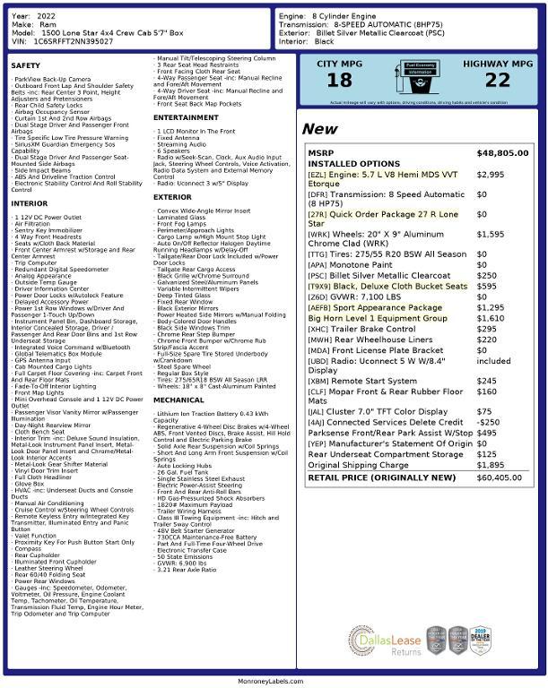 used 2022 Ram 1500 car, priced at $36,503