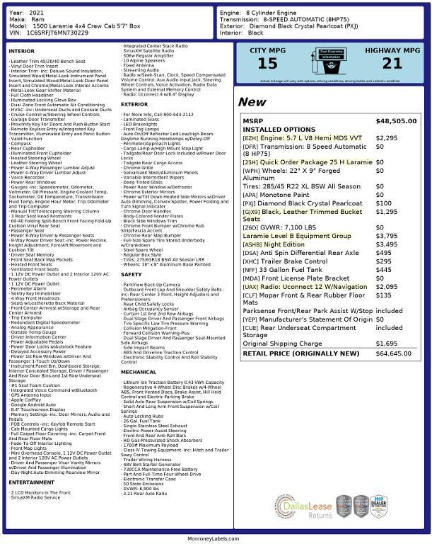 used 2021 Ram 1500 car, priced at $40,086