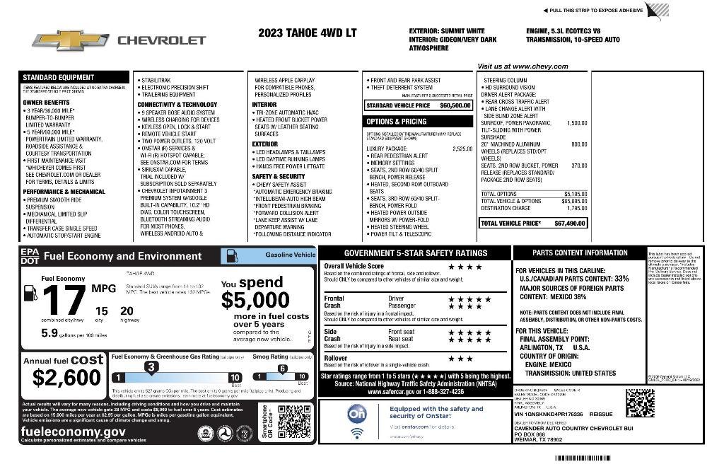 used 2023 Chevrolet Tahoe car, priced at $53,560