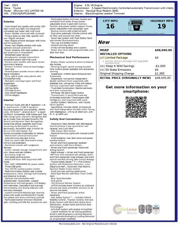 used 2023 Toyota 4Runner car, priced at $43,640