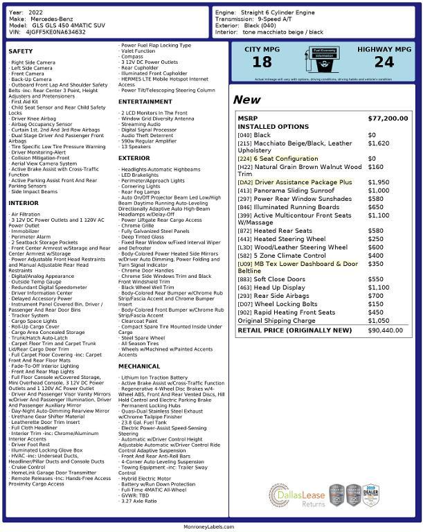 used 2022 Mercedes-Benz GLS 450 car, priced at $52,485