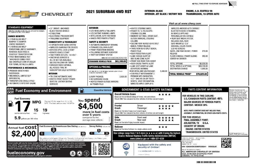used 2021 Chevrolet Suburban car, priced at $50,852