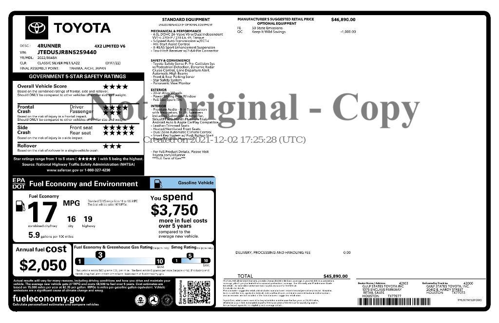 used 2022 Toyota 4Runner car, priced at $39,917