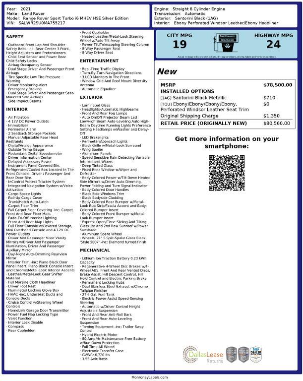 used 2021 Land Rover Range Rover Sport car, priced at $39,835