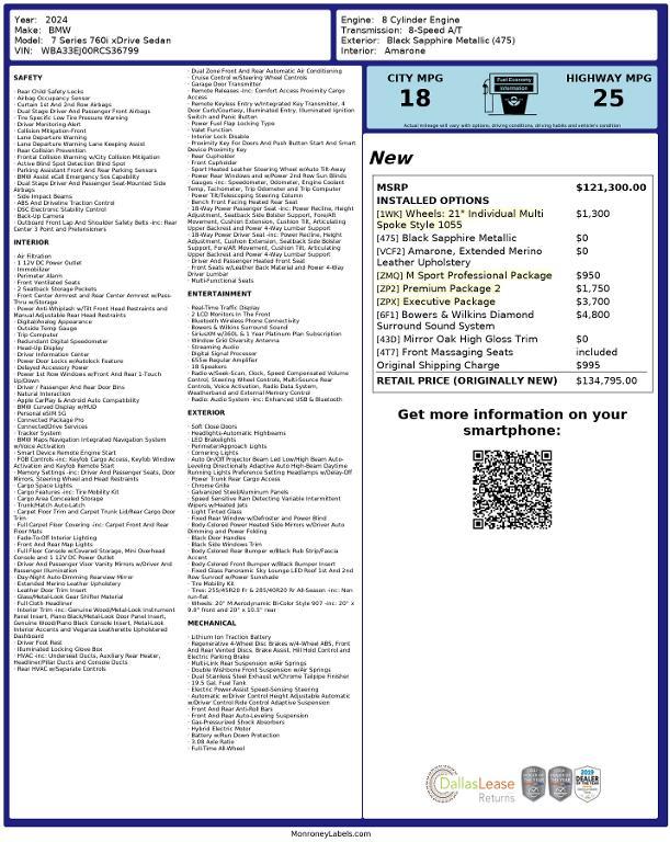 used 2024 BMW 760 car, priced at $90,221