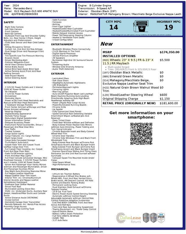 used 2024 Mercedes-Benz Maybach GLS 600 car, priced at $131,464