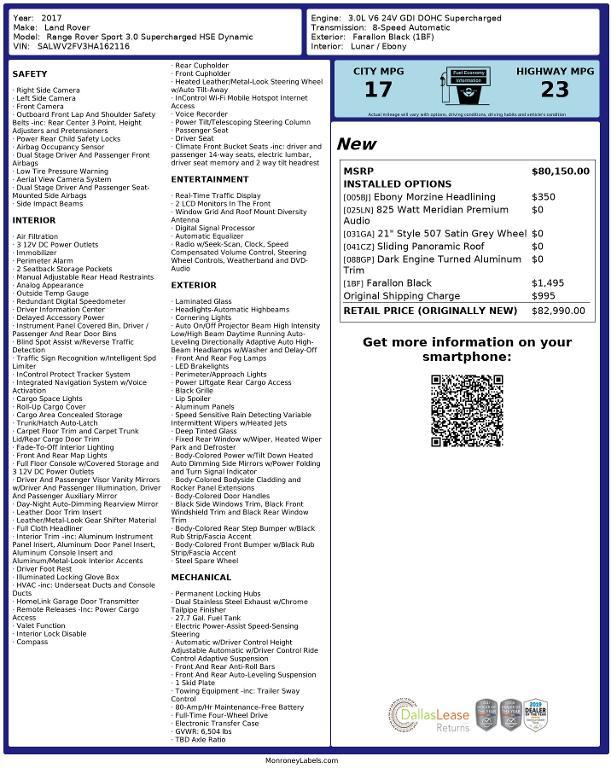 used 2017 Land Rover Range Rover Sport car, priced at $24,228