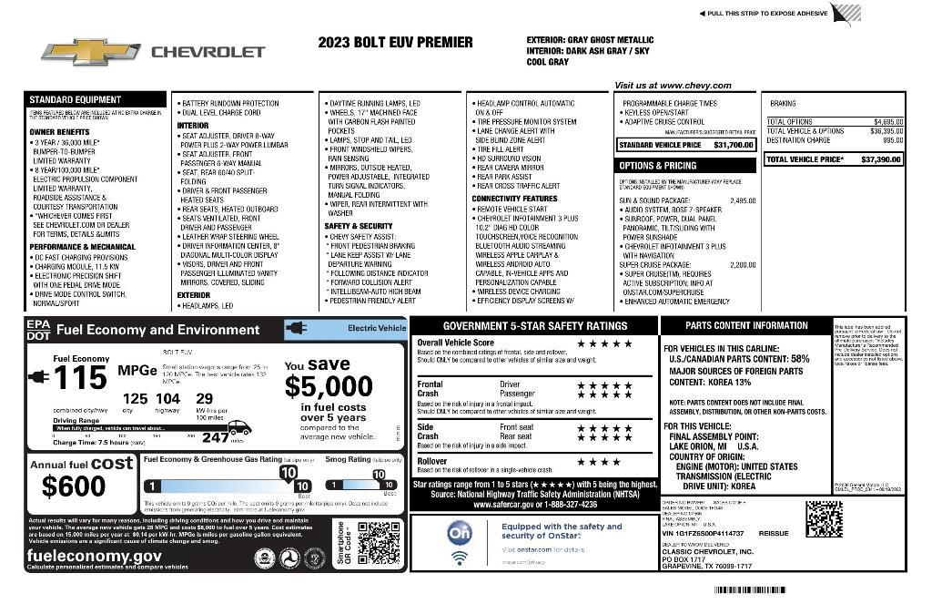 used 2023 Chevrolet Bolt EUV car, priced at $26,635