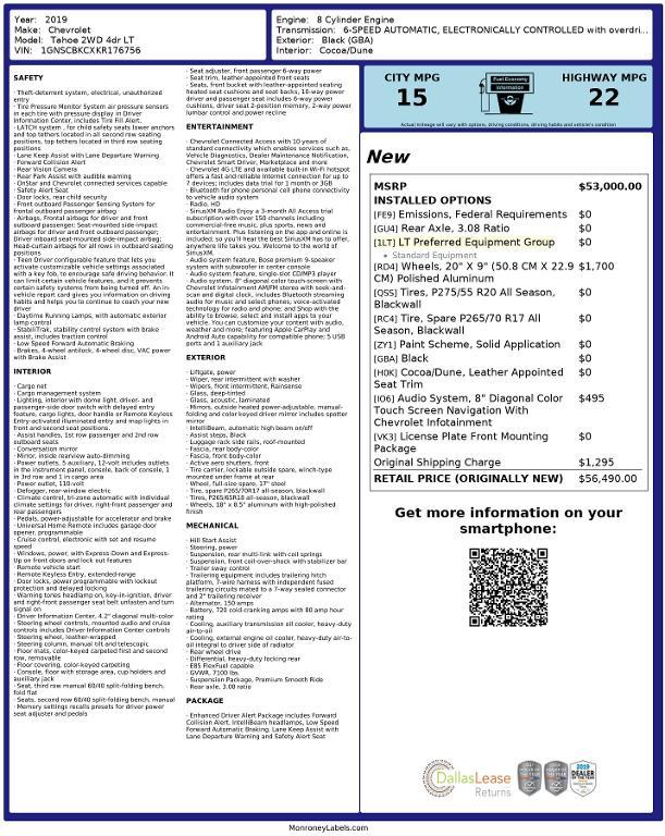 used 2019 Chevrolet Tahoe car, priced at $20,807