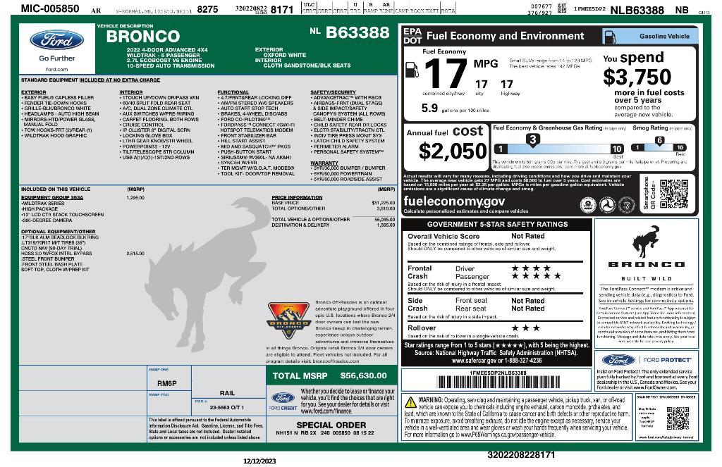 used 2022 Ford Bronco car, priced at $49,235