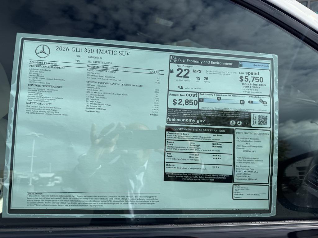 new 2026 Mercedes-Benz GLE 350 car, priced at $73,115