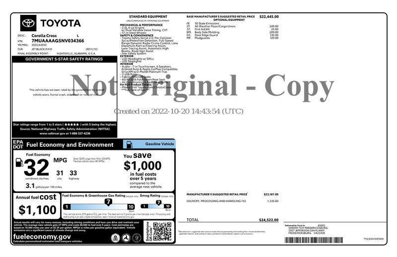 used 2022 Toyota Corolla Cross car, priced at $18,450