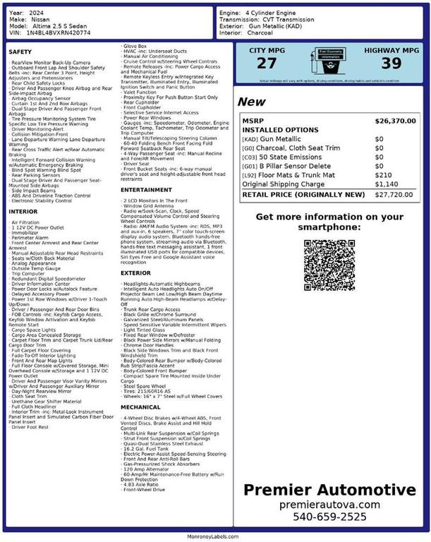 used 2024 Nissan Altima car, priced at $15,999