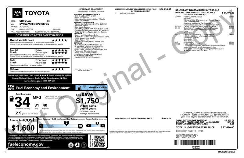 used 2024 Toyota Corolla car, priced at $19,999
