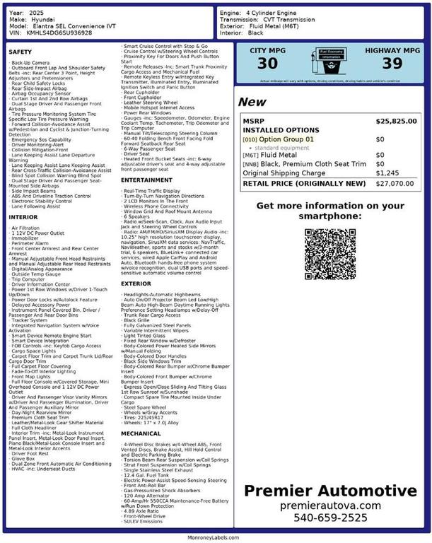 used 2025 Hyundai Elantra car, priced at $17,999