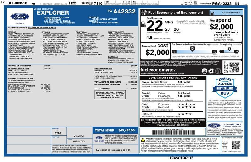 used 2023 Ford Explorer car, priced at $26,999