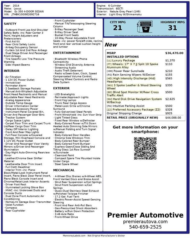 used 2014 Lexus ES 350 car, priced at $11,450