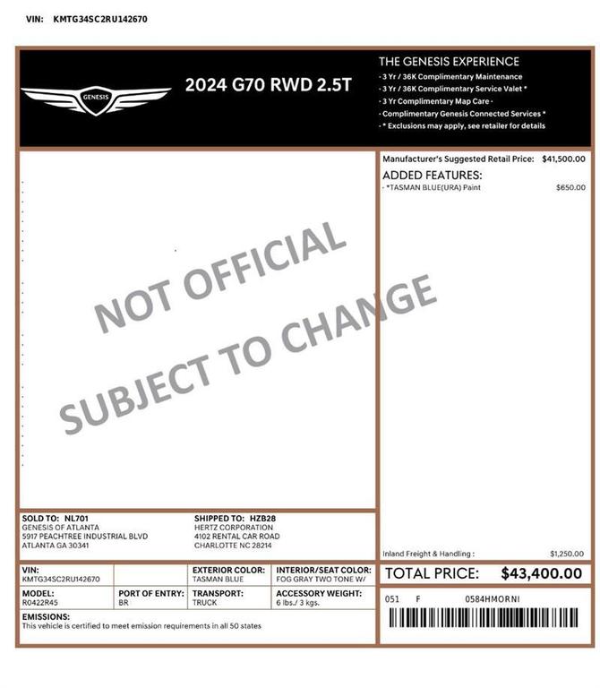 used 2024 Genesis G70 car, priced at $25,999