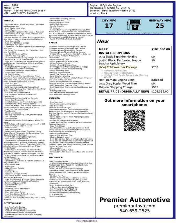 used 2020 BMW 750 car, priced at $30,450