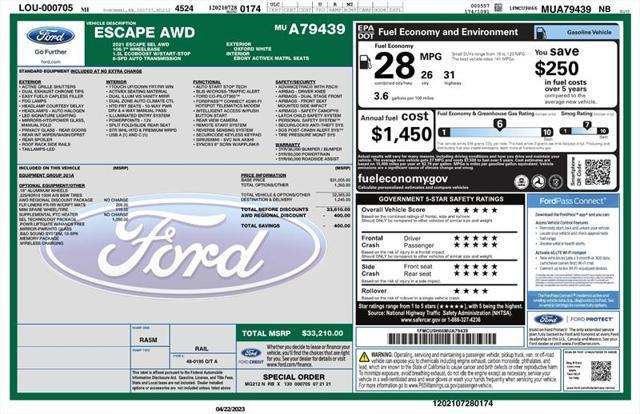 used 2021 Ford Escape car, priced at $16,450