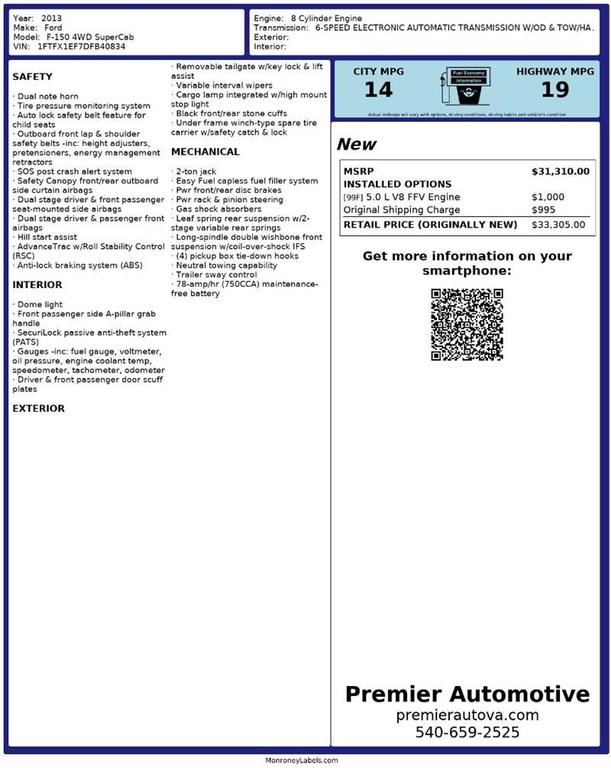 used 2013 Ford F-150 car, priced at $14,999