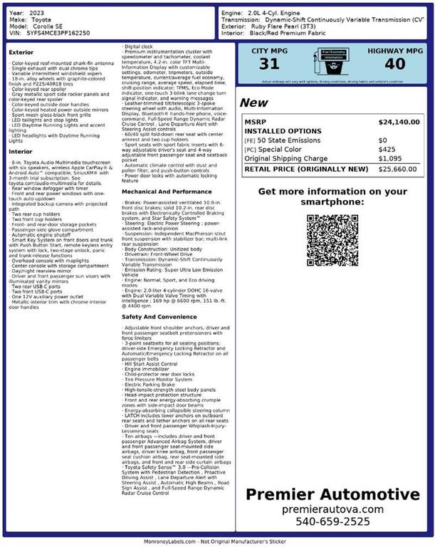 used 2023 Toyota Corolla car, priced at $19,450