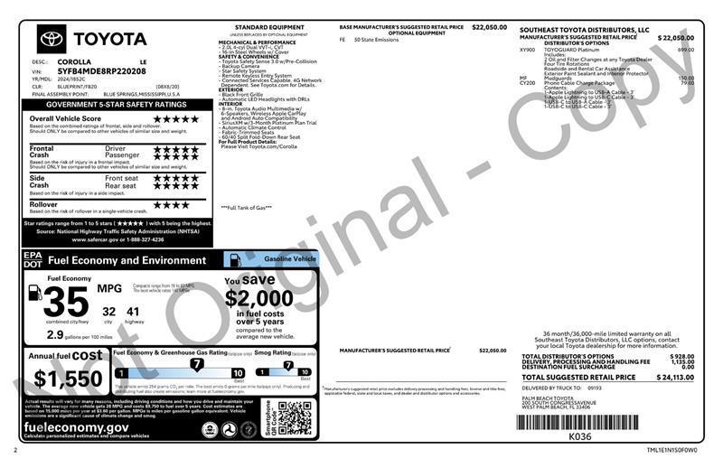 used 2024 Toyota Corolla car, priced at $16,999