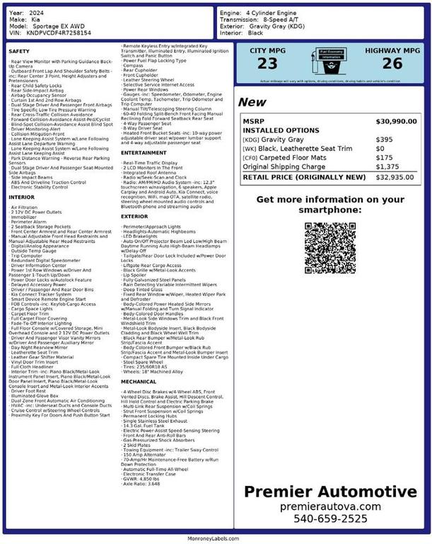 used 2024 Kia Sportage car, priced at $20,999