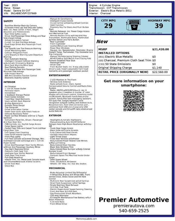 used 2023 Nissan Sentra car, priced at $15,999