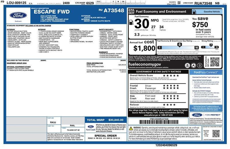 used 2024 Ford Escape car, priced at $17,450