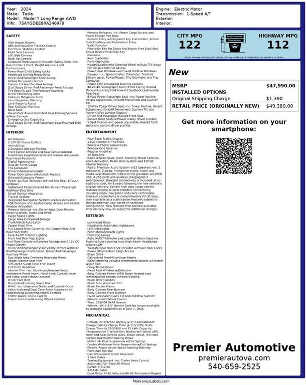 used 2024 Tesla Model Y car, priced at $29,999