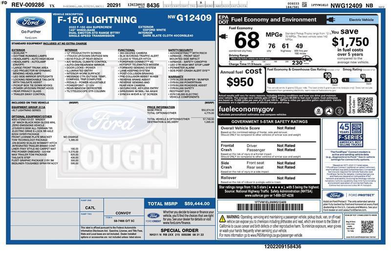 used 2022 Ford F-150 Lightning car, priced at $26,999