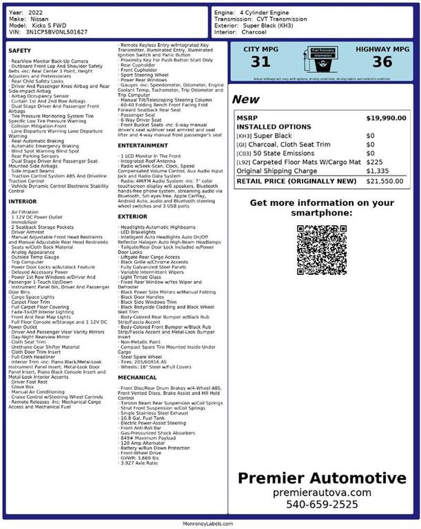 used 2022 Nissan Kicks car, priced at $13,999