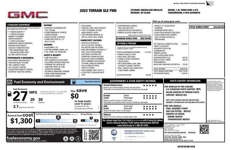 used 2022 GMC Terrain car, priced at $17,450