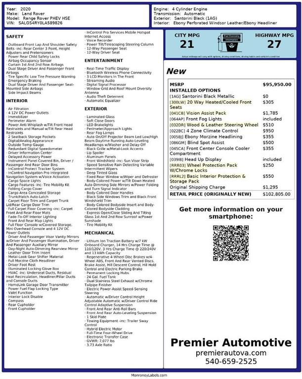 used 2020 Land Rover Range Rover car, priced at $29,999