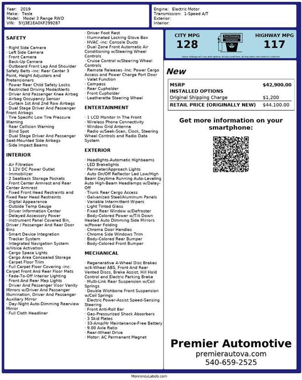 used 2019 Tesla Model 3 car, priced at $15,999