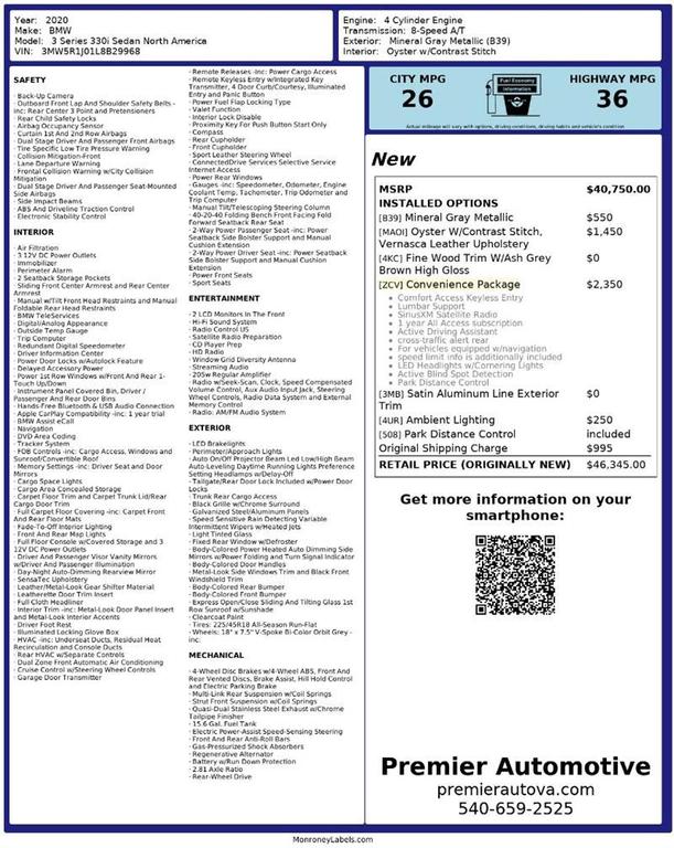 used 2020 BMW 330 car, priced at $19,999