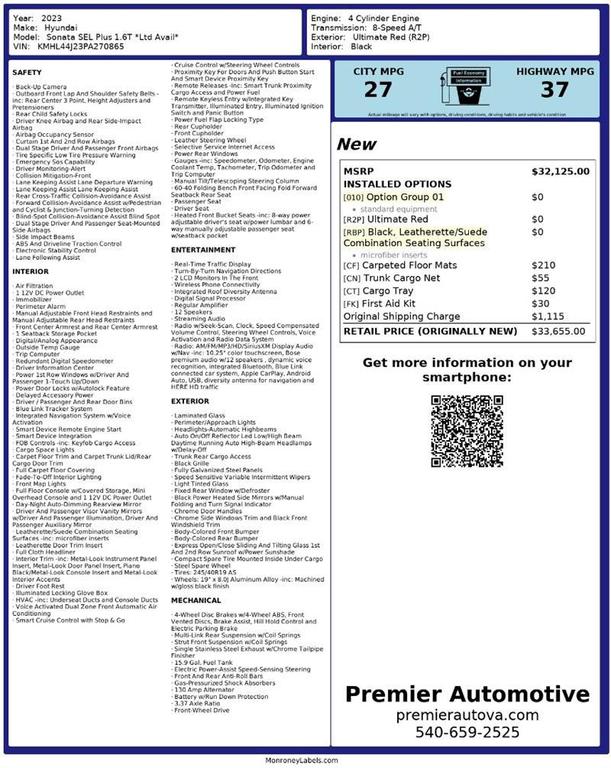 used 2023 Hyundai Sonata car, priced at $20,999